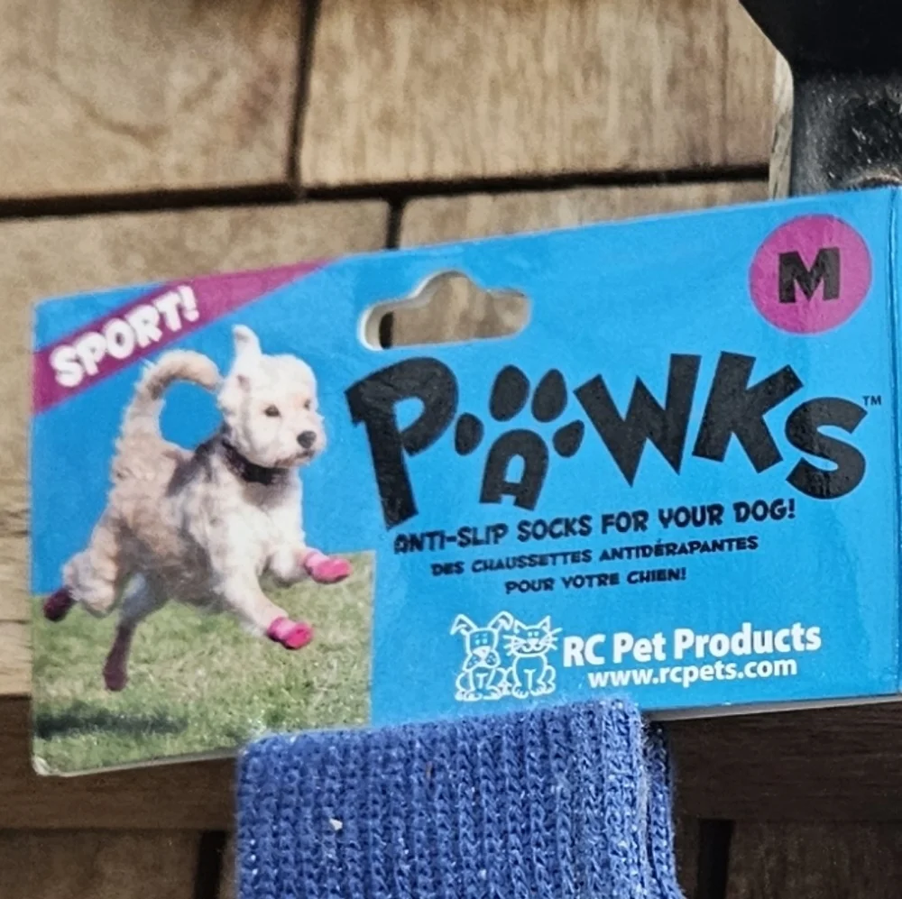 🌟Blue Knit Dog Shoes Boots Socks Size Medium🌟